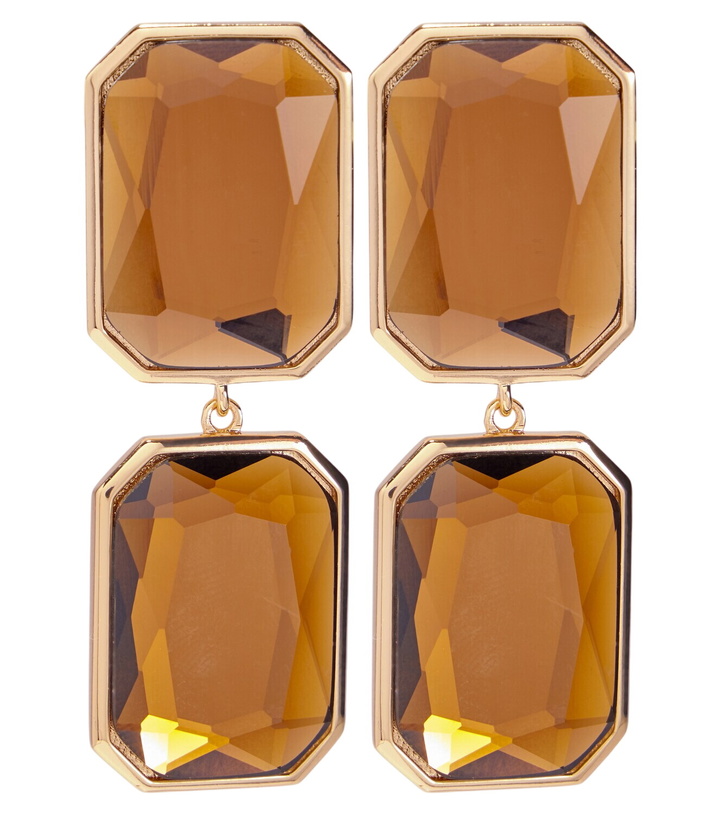 Photo: Self-Portrait Amber gold-plated drop earrings
