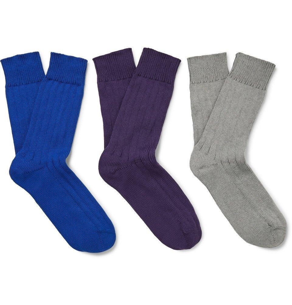 Photo: Schiesser - Kuno Three-Pack Ribbed Cotton Socks - Multi