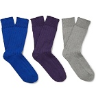 Schiesser - Kuno Three-Pack Ribbed Cotton Socks - Multi