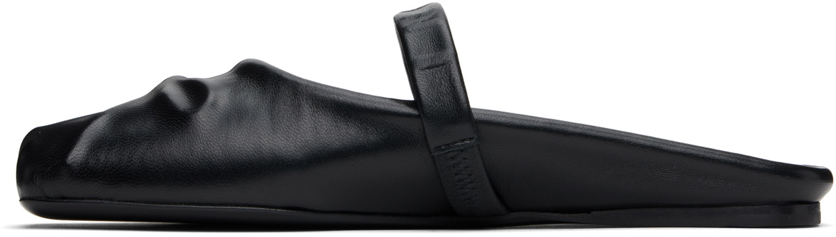 Marni Black Nappa Leather Little Bow Sabot Slippers