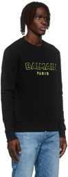 Balmain Black Flocked Logo Sweatshirt