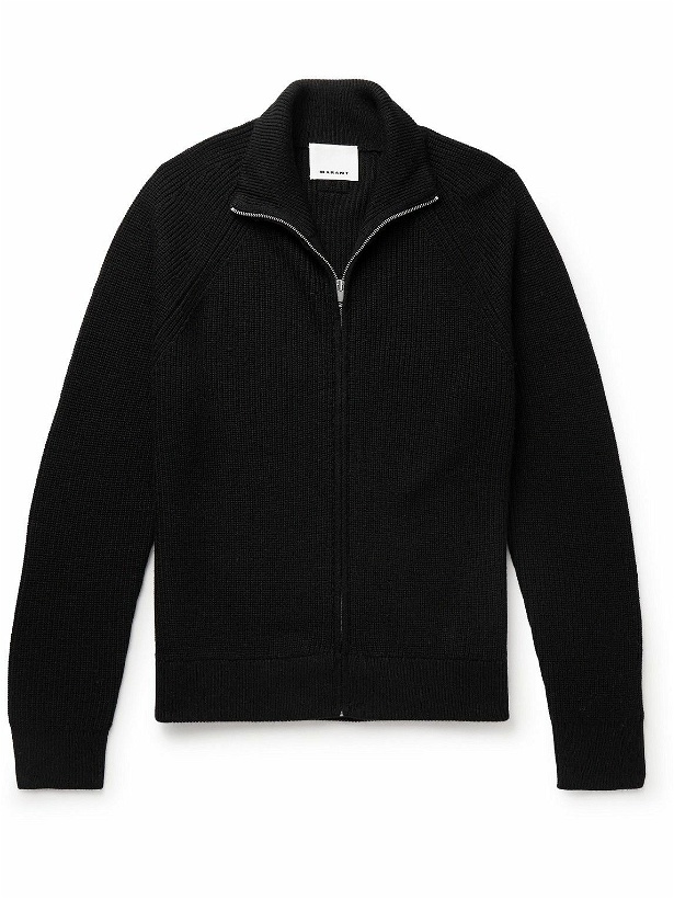 Photo: Marant - Benett Ribbed Merino Wool Half-Zip Sweater - Black