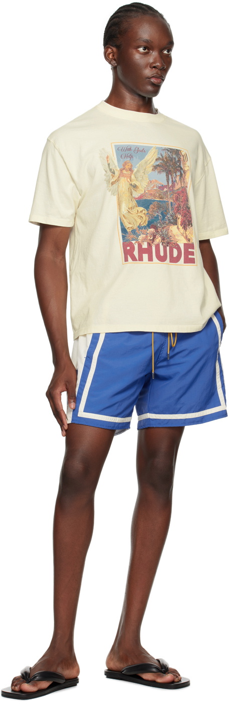 Rhude Blue & Off-White Moonlight Shorts