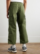 WTAPS - Straight-Leg Logo-Appliquéd Pleated Cotton-Blend Drawstring Cargo Trousers - Green