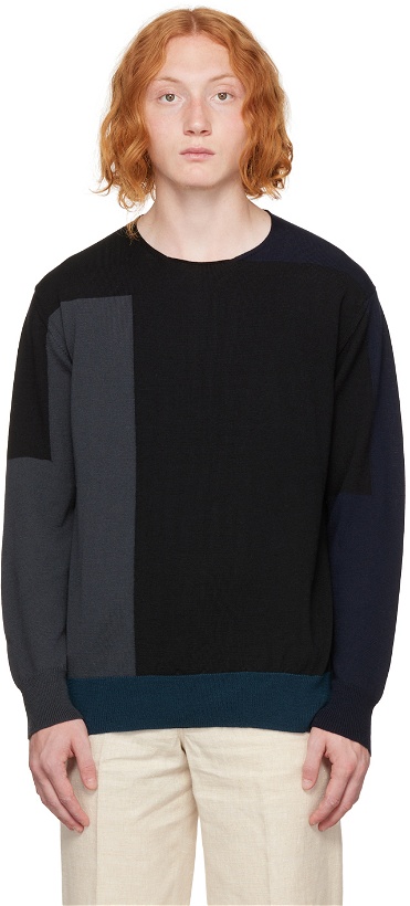 Photo: Comme des Garçons Homme Black Colorblocked Sweater