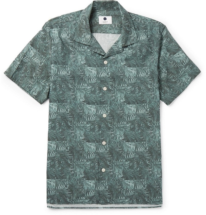 Photo: NN07 - Miyagi Camp-Collar Printed Cotton Shirt - Men - Green