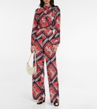 Valentino Printed crêpe de chine wide-leg pants