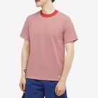Armor-Lux Men's Fine Stripe T-Shirt in Red/Milk