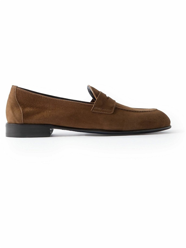 Photo: Brioni - Suede Penny Loafers - Brown