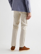 Brunello Cucinelli - Slim-Fit Stretch-Cotton Gabardine Trousers - Neutrals