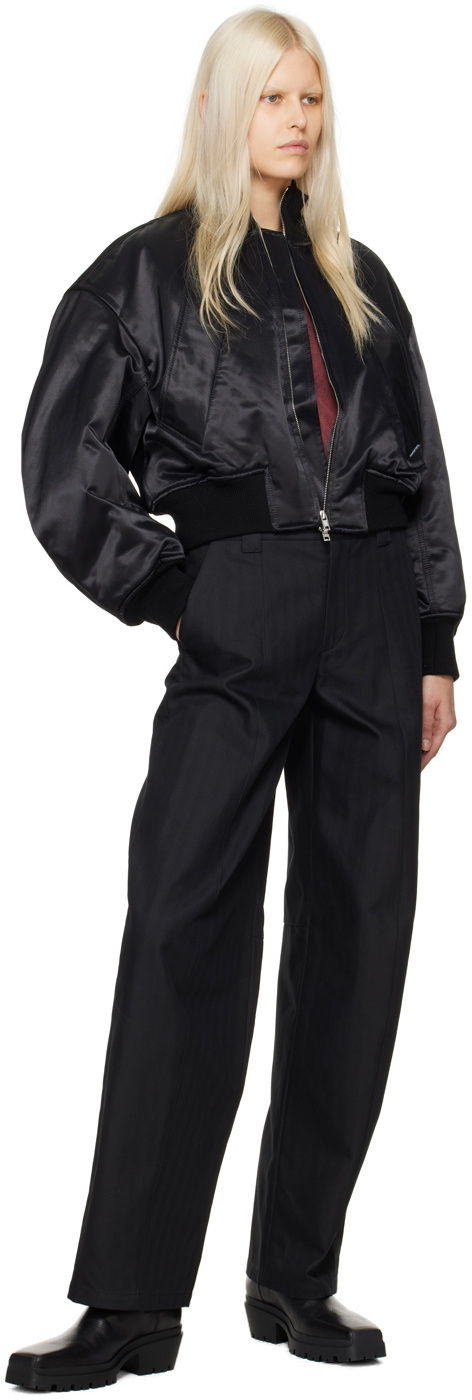 ブルゾン Alexander Wang Black Nylon Bomber Jacket Alexander Wang Black Slanted Bomber Jacket Alexander Wang