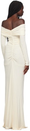 Atlein SSENSE Exclusive Off-White Ruched Maxi Dress