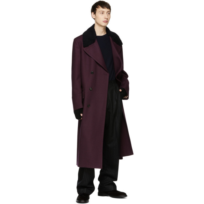Paul Smith Burgundy Houndstooth Gents Overcoat Paul Smith
