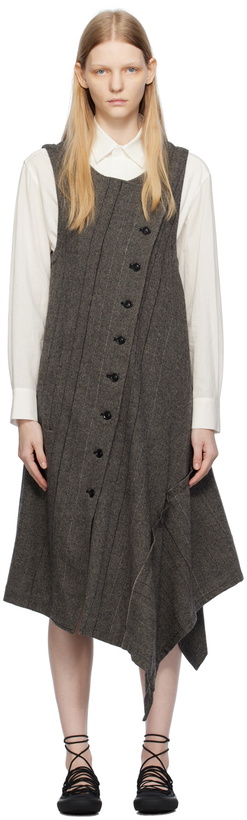 Photo: Y's Beige Herringbone Midi Dress