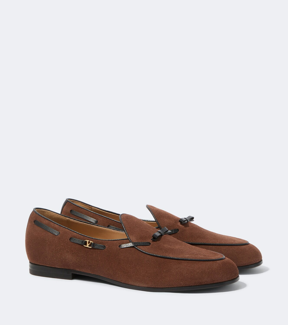 Valentino Garavani VLogo leather-trimmed suede loafers
