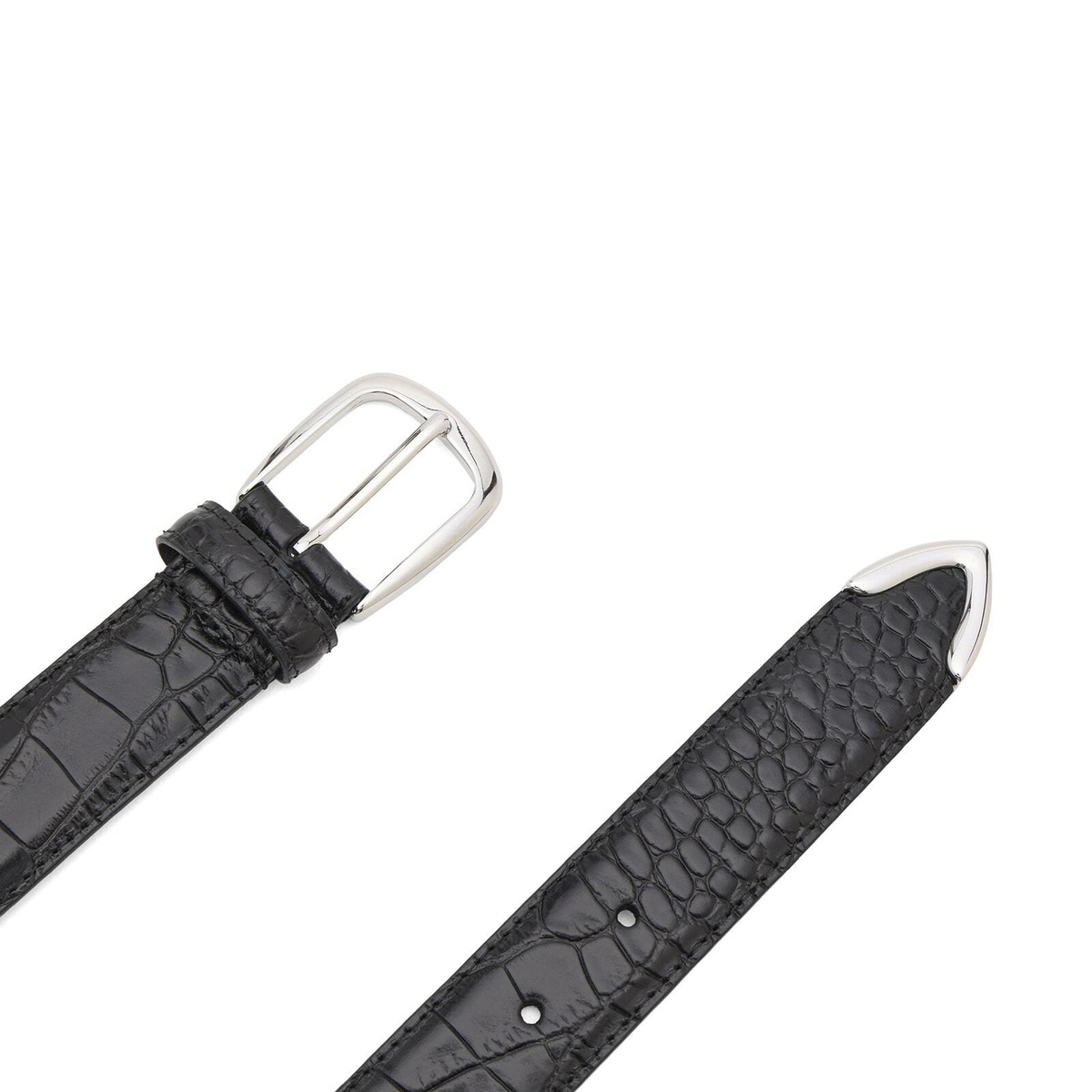 Anderson's Men's Andersons Narrow Stitch Trimmed Alligator Print Belt in Black