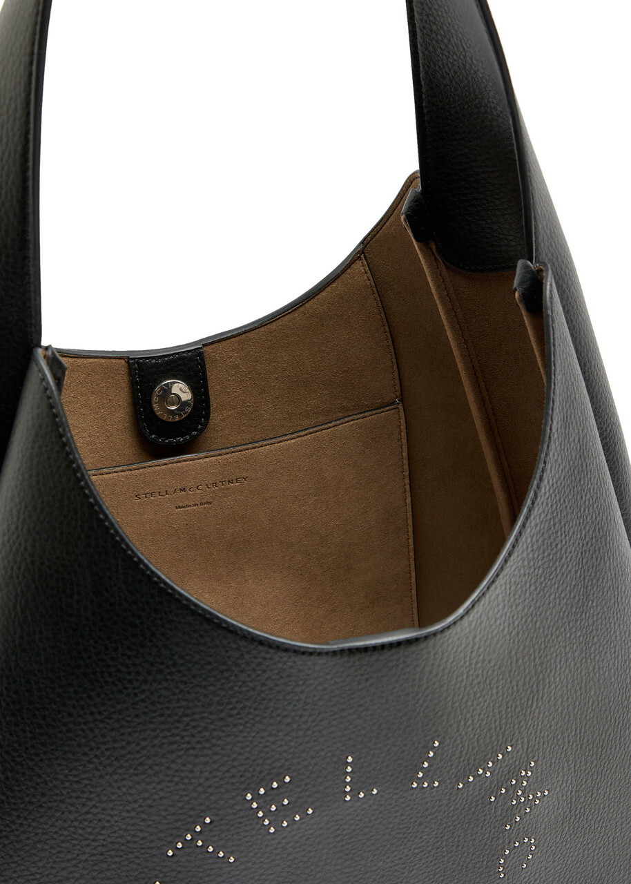 Stella Mccartney Logo Large Faux Leather Shoulder bag - Black - One Size