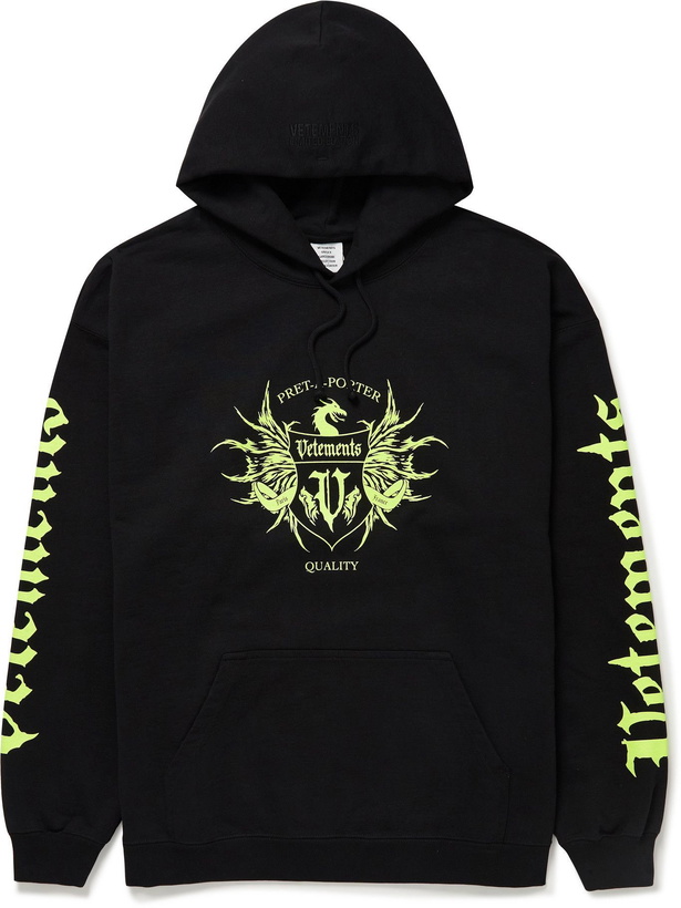 Photo: Vetements - Logo-Print Cotton-Jersey Hoodie - Black