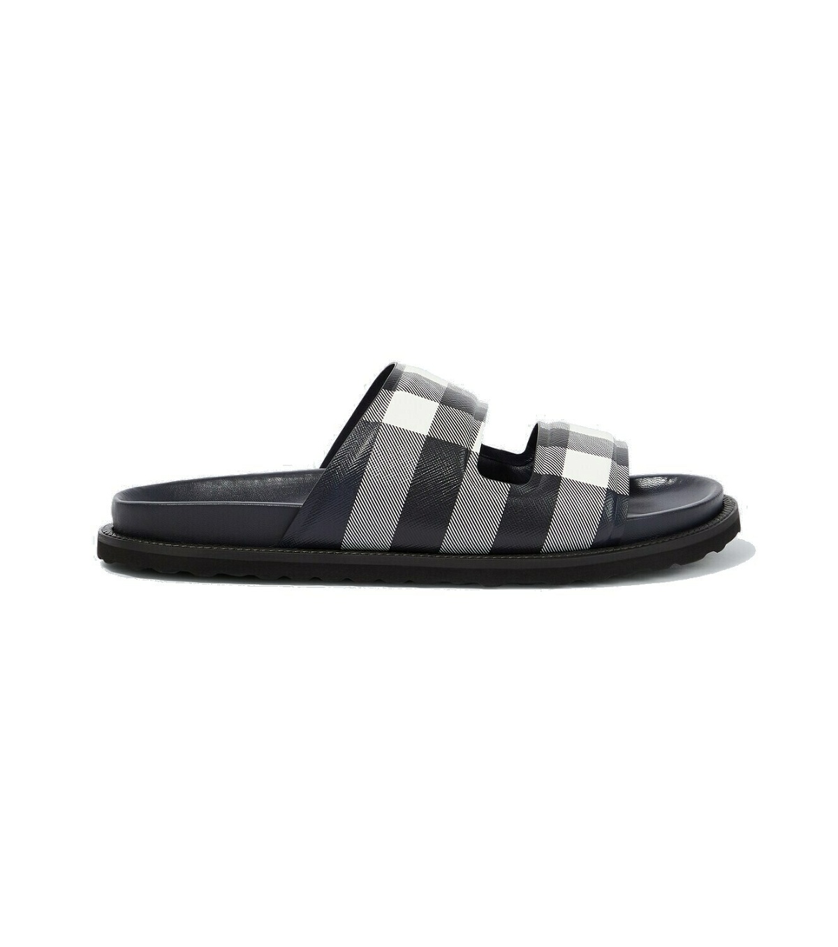 Photo: Burberry Checked canvas slides
