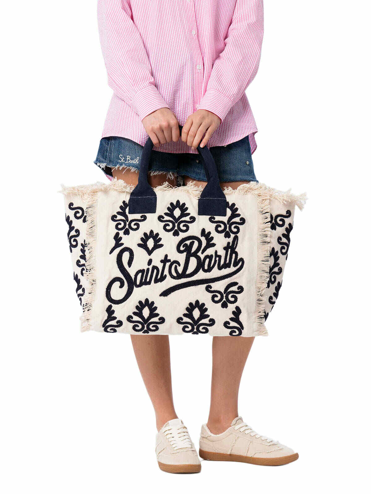 MC2 Saint Barth Vanity Rug White And Blue Tote Bag