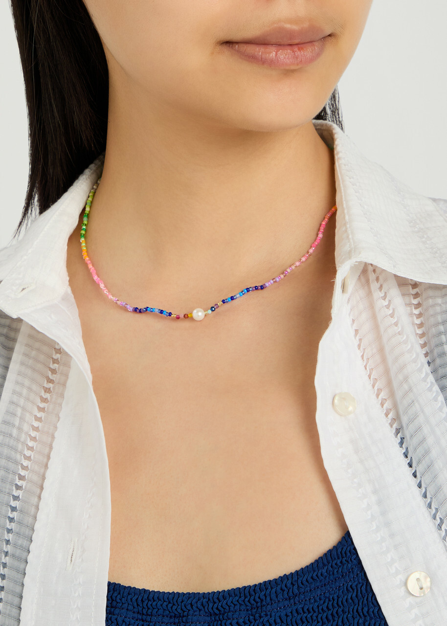 Anni LU Capri Beaded 18kt Gold-plated Necklace - Multicoloured - One Size
