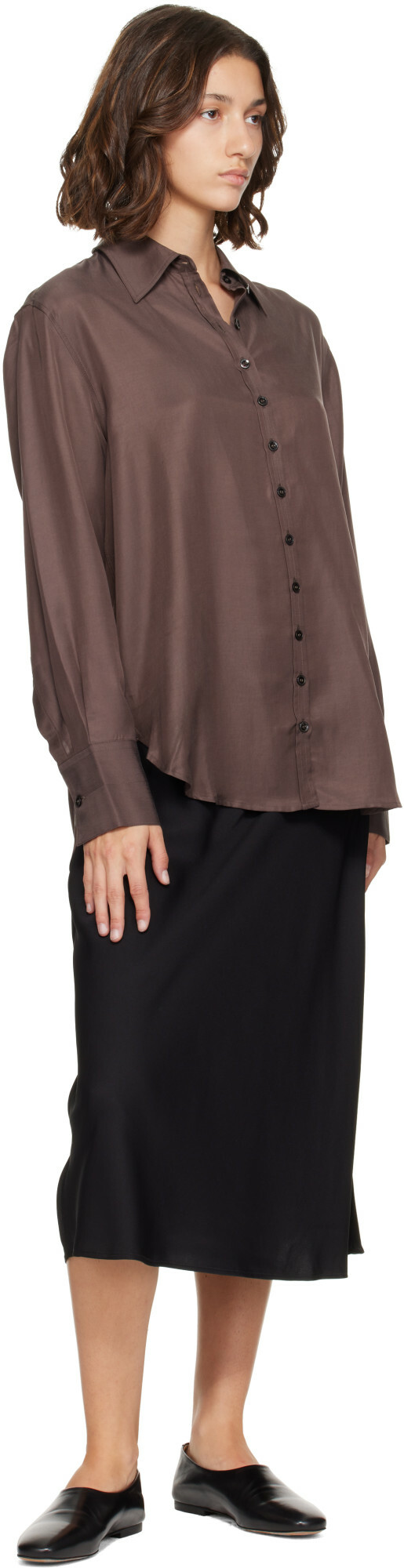 LISA YANG Black Silk Midi Skirt