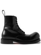 Bottega Veneta - Glossed-Leather Lace-Up Boots - Black