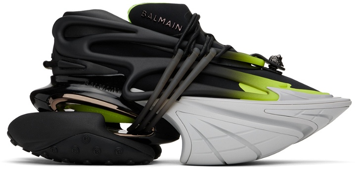 Photo: Balmain Black & Green Fluorescent Unicorn Sneakers