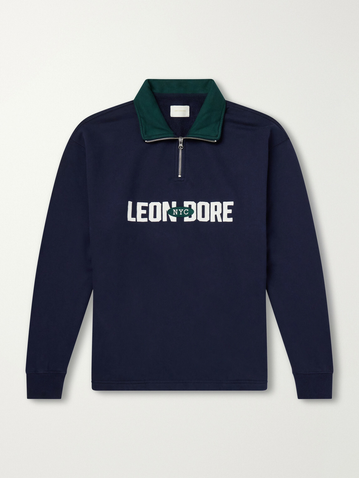 Aimé Leon Dore - Logo-Appliquéd Cotton Half-Zip Sweatshirt - Blue