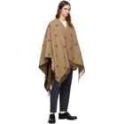 Gucci Beige and Brown Wool Poncho