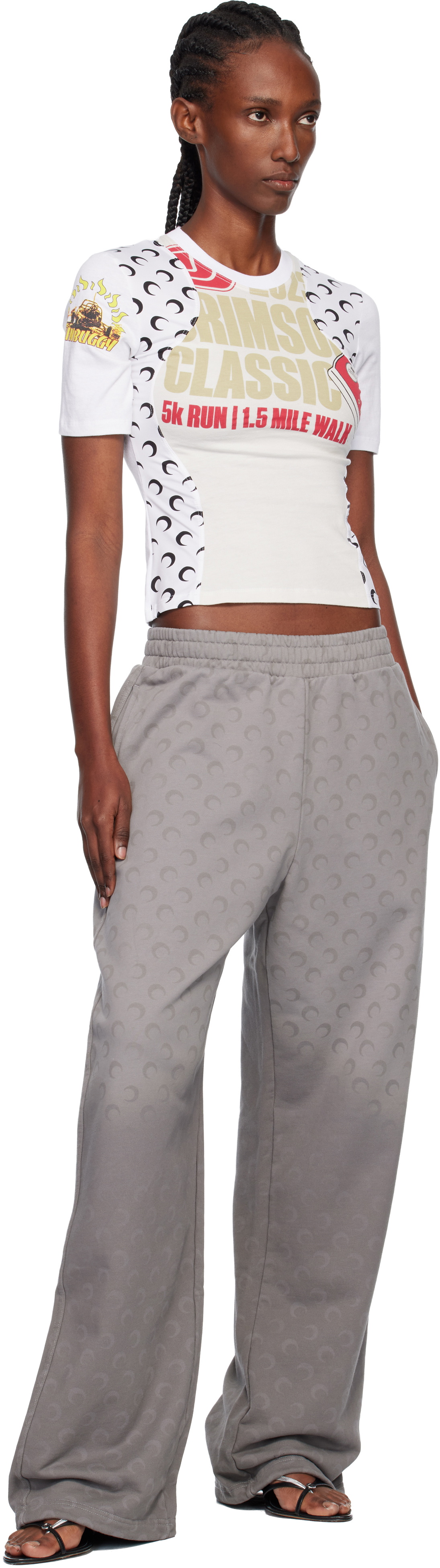 Marine Serre Gray Faded Moon Fleece Sweatpants