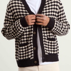 Wax London Men's Walker Bubble Knit Cardigan in Black/Ecru