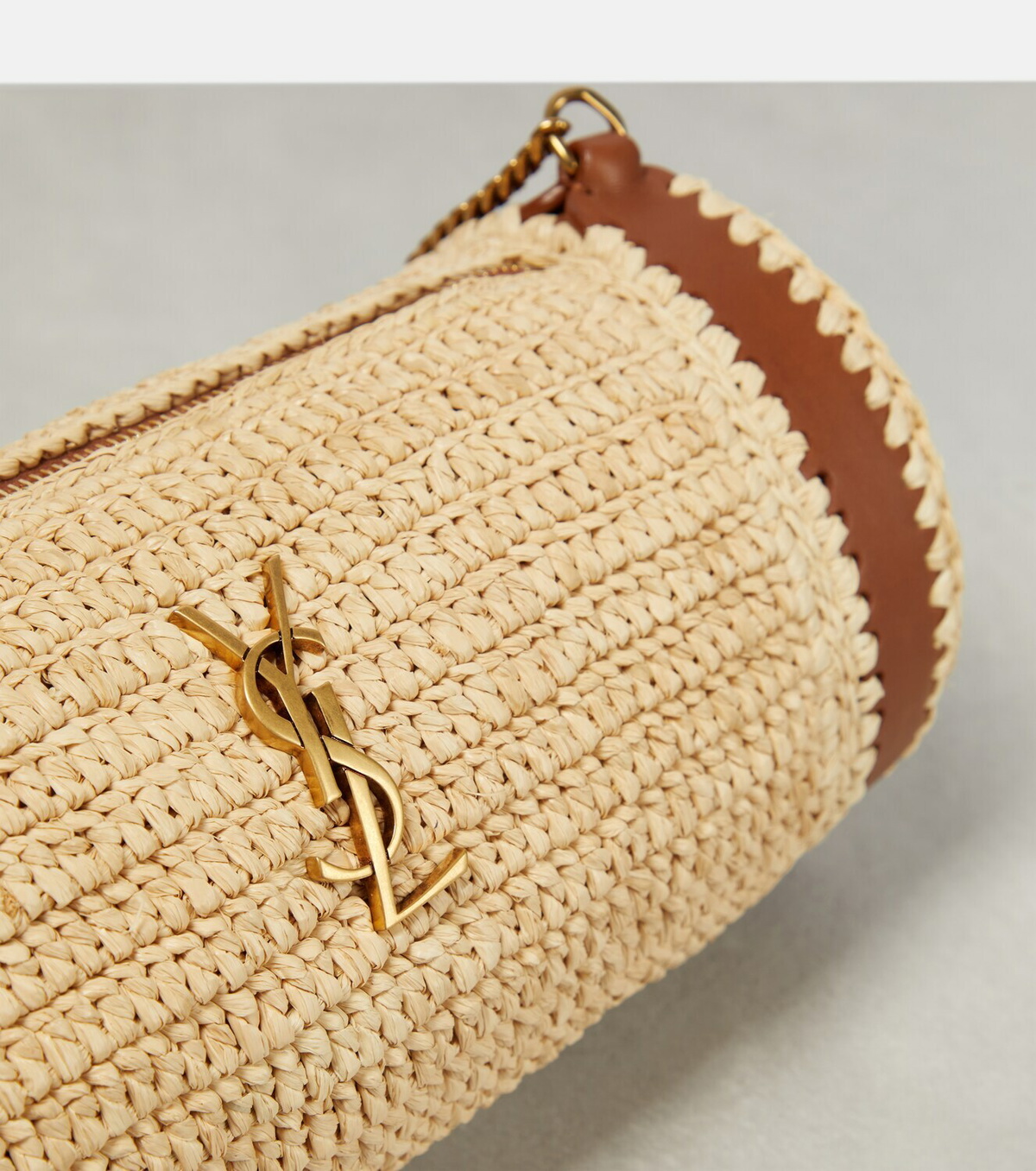 【Saint Laurent】 Cassandre Mini raffia shoulder bag Cassandre Mini raffia shoulder bag in beige - Saint Laurent