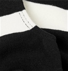 N/A - Striped Stretch Cotton-Blend No-Show Socks - Black
