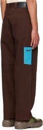 MSGM Brown Straight-Leg Trousers