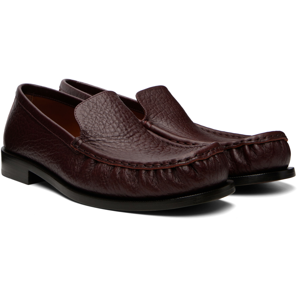 Dries Van Noten Burgundy Leather Loafers