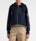 Sacai Paneled cotton-blend zip-up hoodie