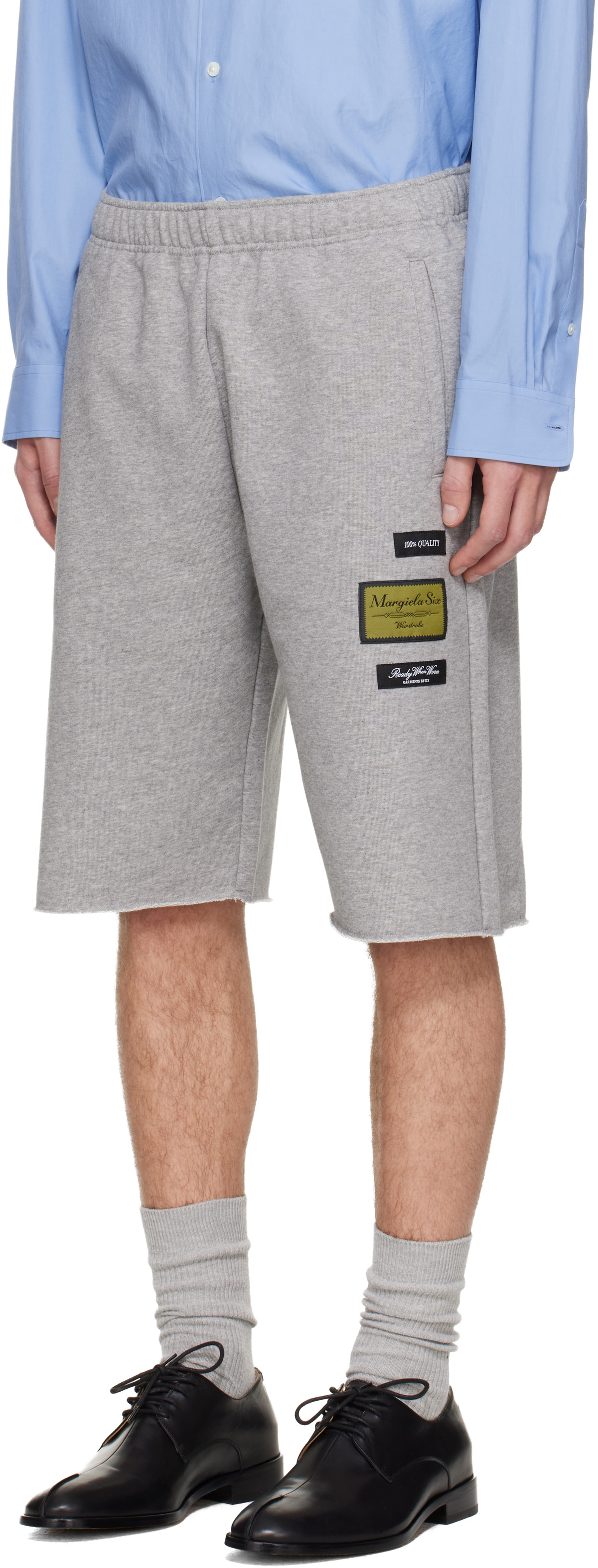 MM6 Maison Margiela Gray Logo Patch Shorts
