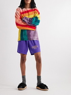 Throwing Fits - Straight-Leg Logo-Print Mesh Shorts - Purple