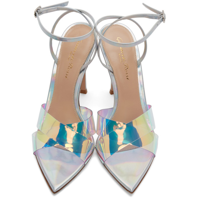 Gianvito Rossi Silver Hologram Stark Heeled Sandals Gianvito Rossi