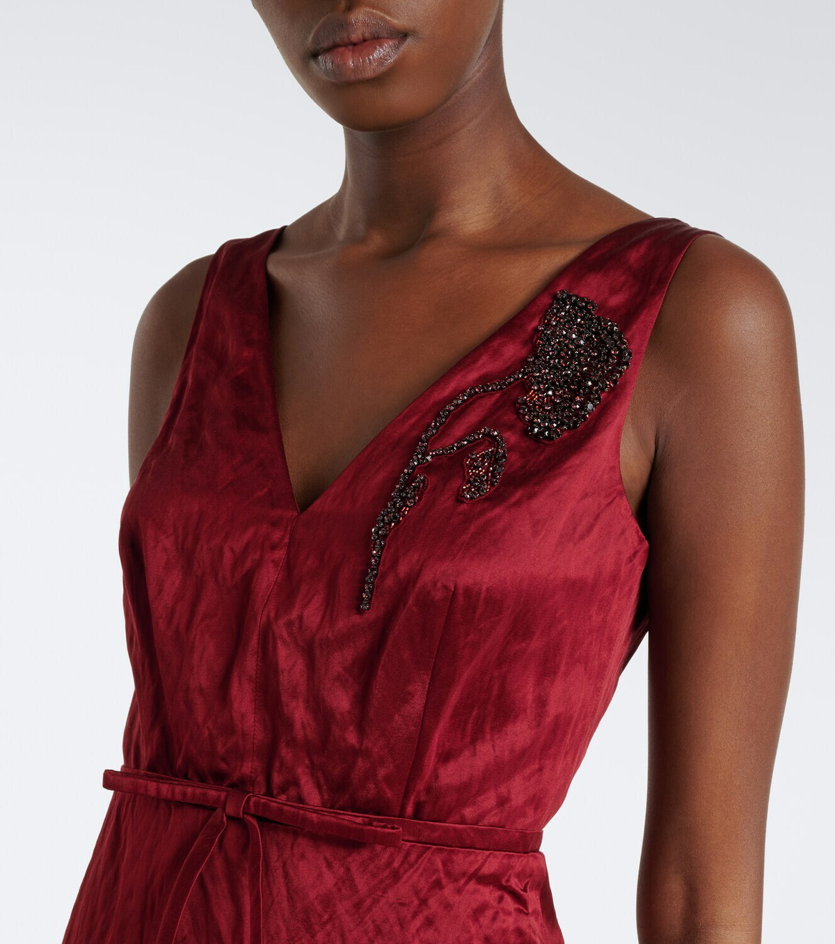 Erdem Embellished satin cocktail dress