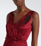 Erdem Embellished satin cocktail dress