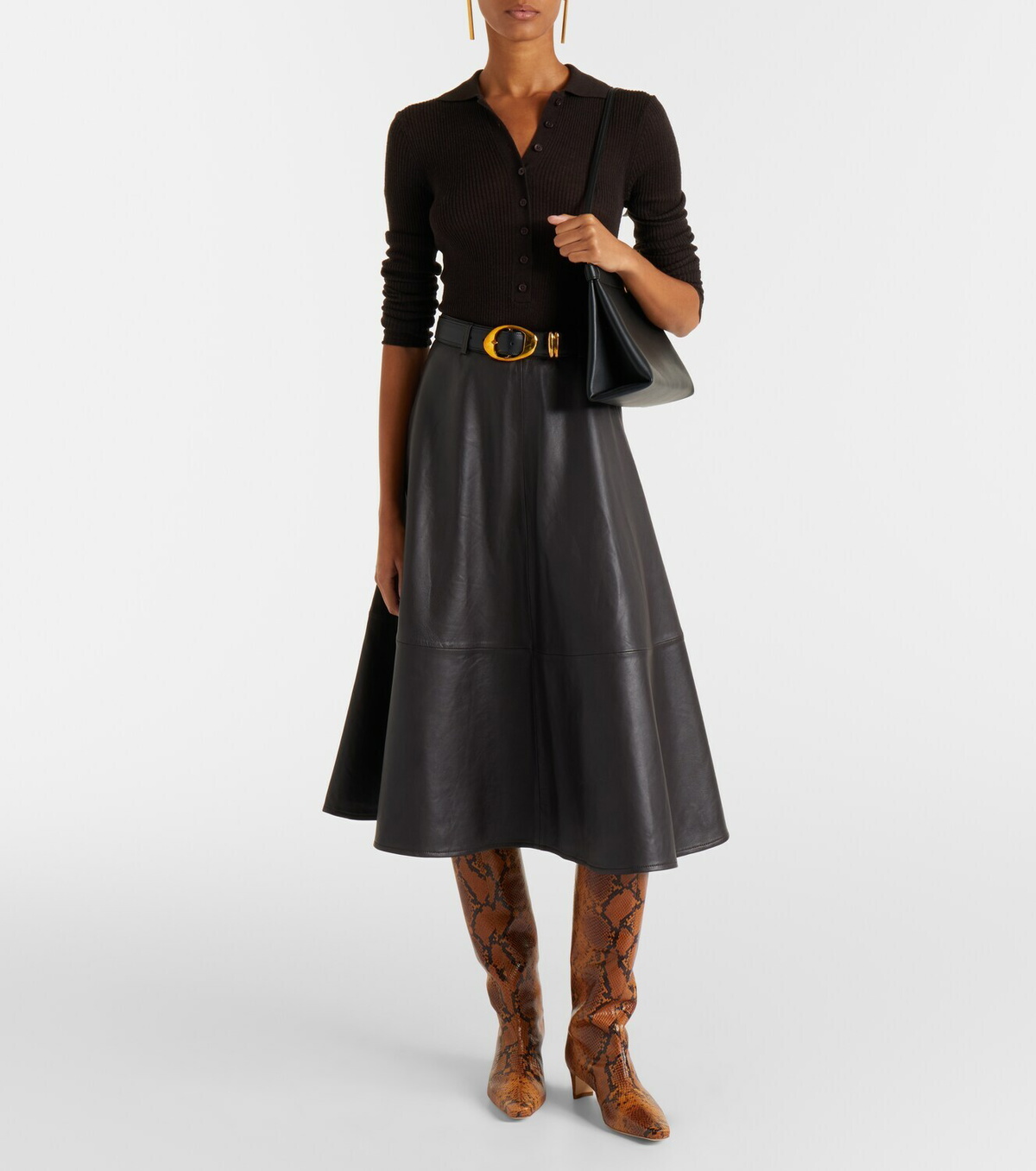 Staud Wally snake-effect leather knee-high boots