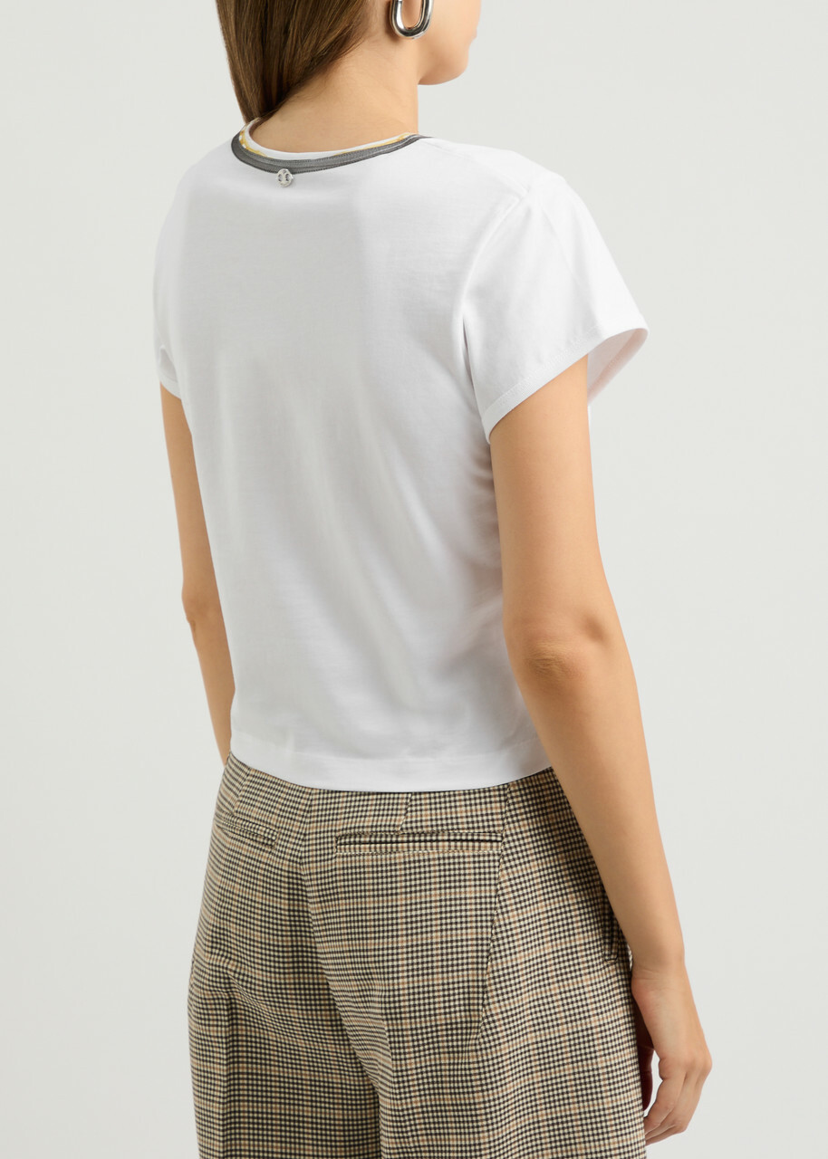 Rabanne Printed Cotton T-shirt White Paco Rabanne