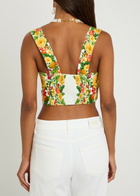 Farm Rio Picnic Flowers Printed Linen top Yellow