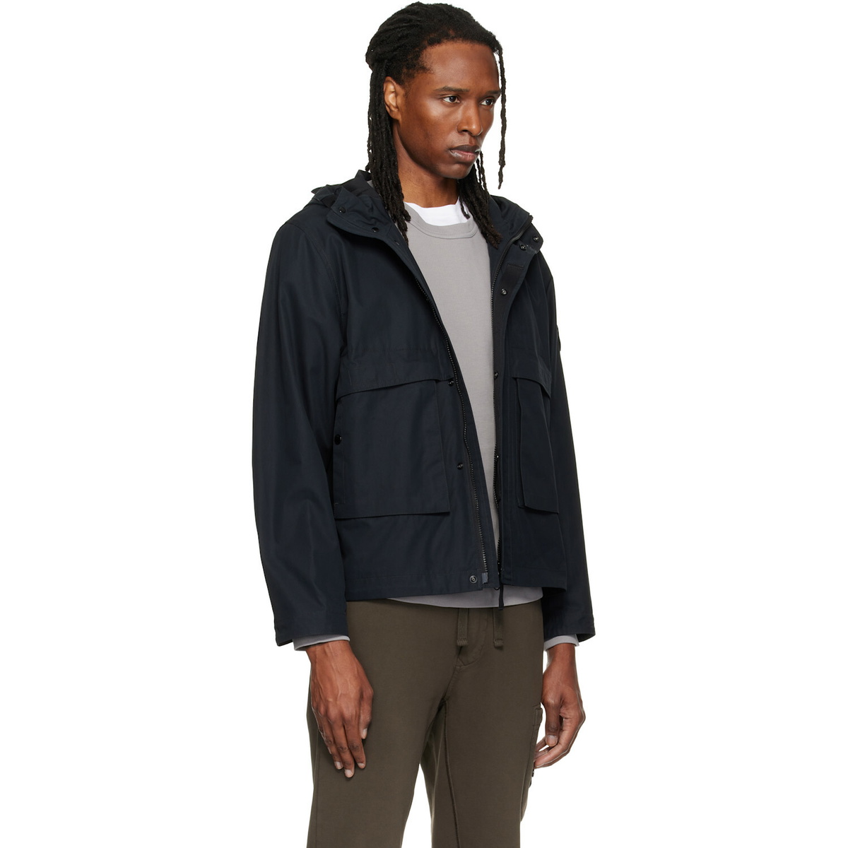 Stone Island Black Q100025 All-Weather Cotton Canvas_S.I. Ghost Jacket