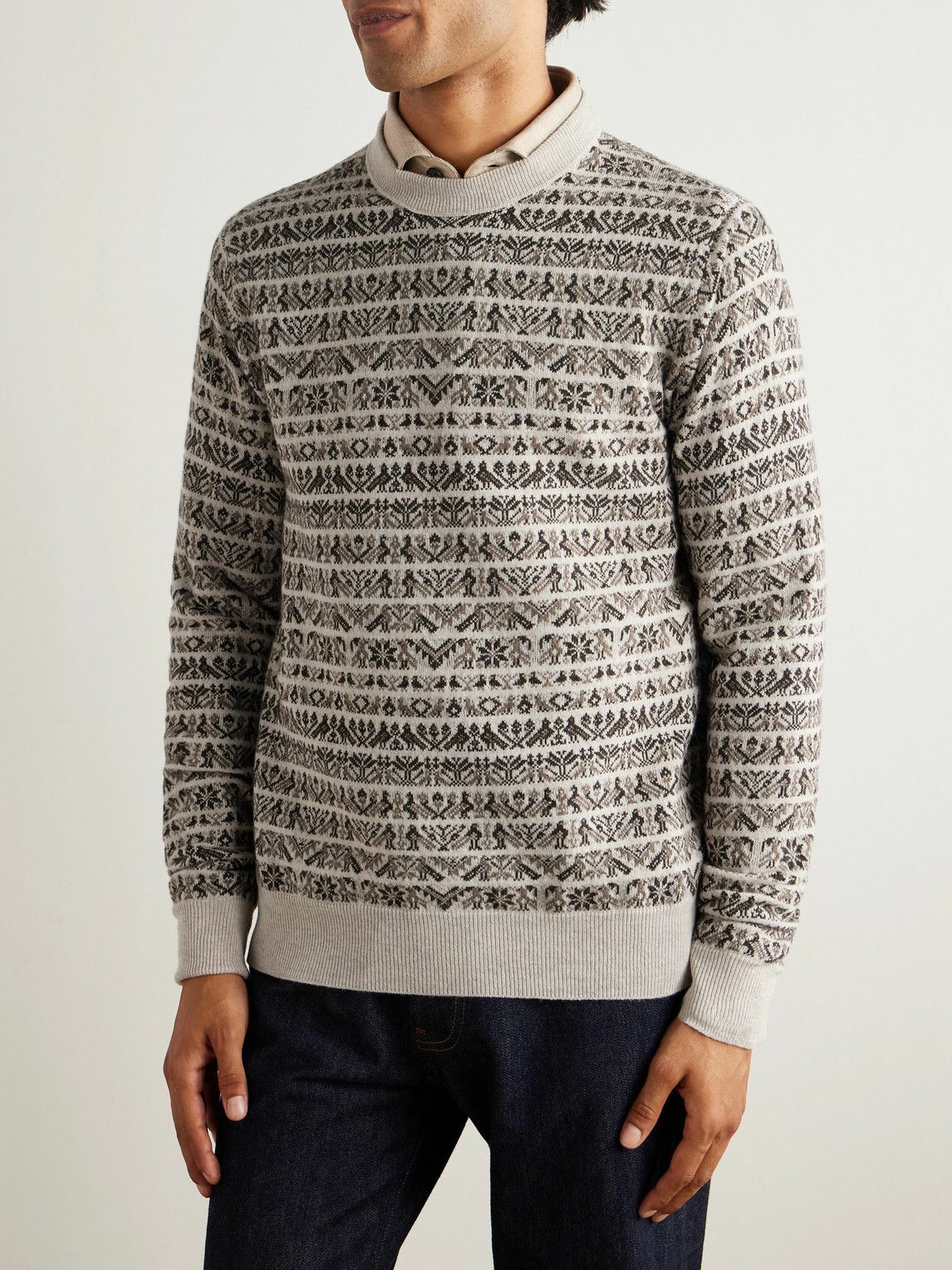 Purdey - Vigo Slim-Fit Fair Isle Wool Sweater - Neutrals