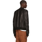 Rick Owens Black Leather Raglan Bomber Jacket