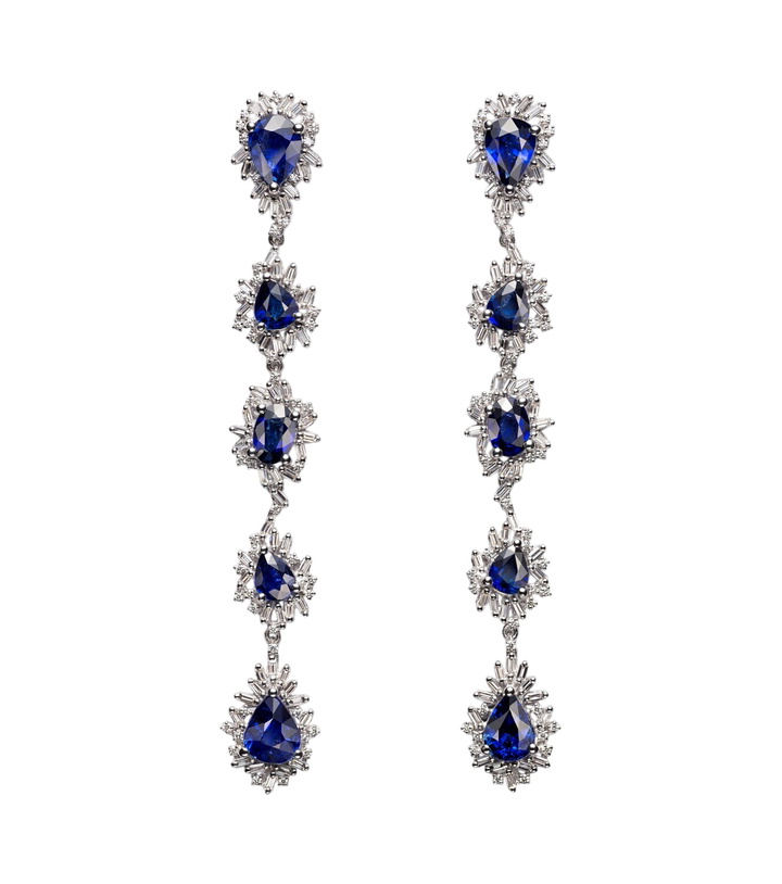 Photo: Suzanne Kalan 18kt white gold drop earrings with sapphires and diamonds