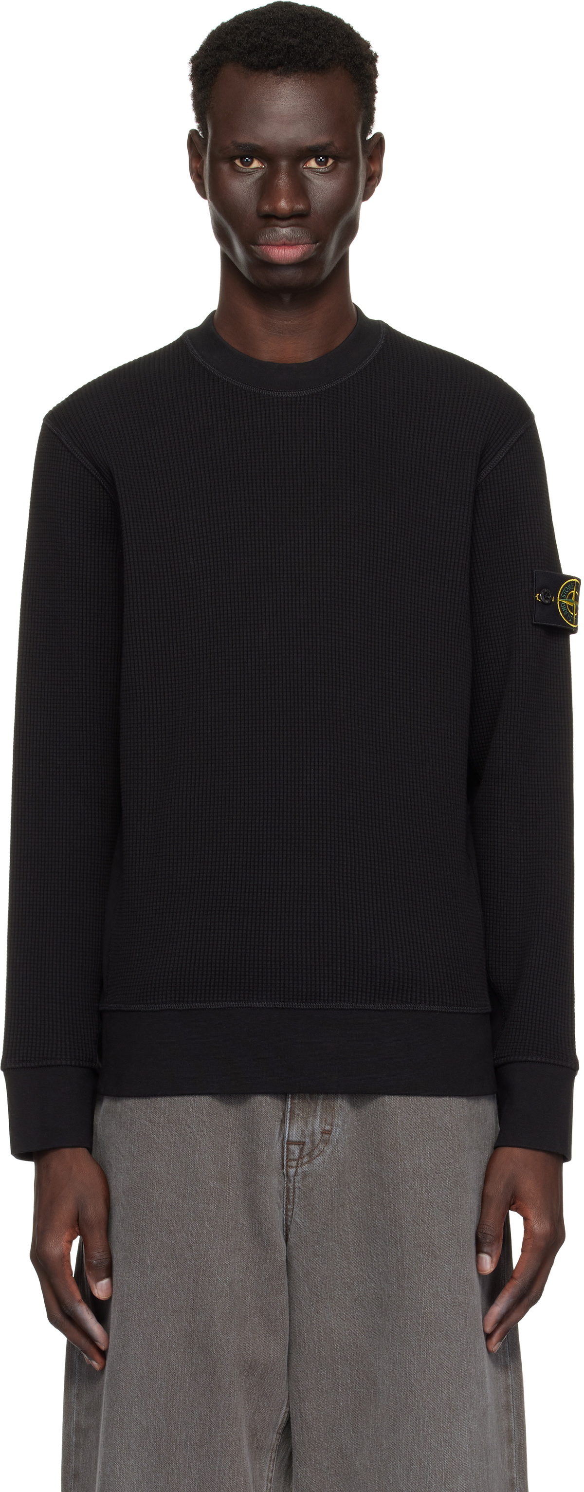Black 6100008 Organic Cotton Waffle Fleece Sweatshirt by